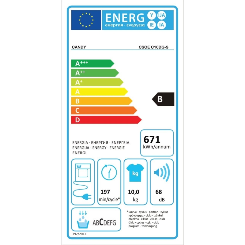 CANDY CSOE C10DG-S ASCIUGATRICE A CONDENSAZIONE...