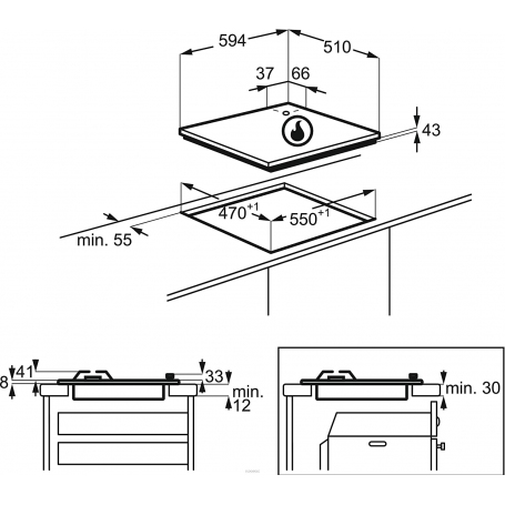ELECTROLUX EGS6414T PIANO COTTURA DA INCASSO 60CM 4 FUOCHI A GAS TERRA DI FRANCIA
