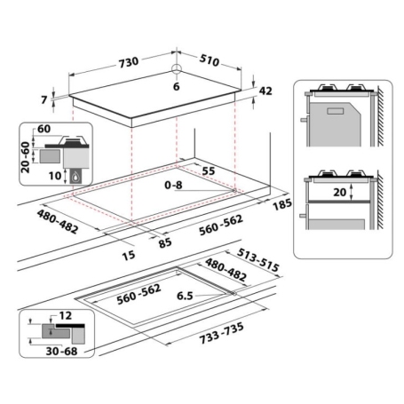 HOTPOINT HAGS 72F/BK PIANO COTTURA 75CM 5 FUOCHI A GAS GRIGLIE IN GHISA NERO - HAGS72F/BK