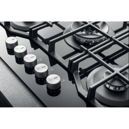 HOTPOINT HAGS 72F/BK PIANO COTTURA 75CM 5 FUOCHI A GAS GRIGLIE IN GHISA NERO - HAGS72F/BK