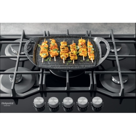 HOTPOINT HAGS 72F/BK PIANO COTTURA 75CM 5 FUOCHI A GAS GRIGLIE IN GHISA NERO - HAGS72F/BK