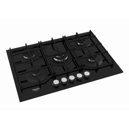 HOTPOINT HAGS 72F/BK PIANO COTTURA 75CM 5 FUOCHI A GAS GRIGLIE IN GHISA NERO - HAGS72F/BK