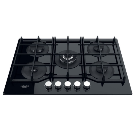 HOTPOINT HAGS 72F/BK PIANO COTTURA 75CM 5 FUOCHI A GAS GRIGLIE IN GHISA NERO - HAGS72F/BK
