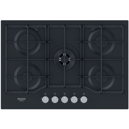 HOTPOINT HAGS 72F/BK PIANO COTTURA 75CM 5 FUOCHI A GAS GRIGLIE IN GHISA NERO - HAGS72F/BK