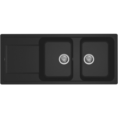 ELLECI LG250040 LAVELLO DA INCASSO LIFE500 116X50 CM 2 VASCHE + GOCCIOLATOIO GRANITEK NERO