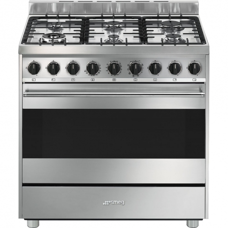 SMEG B9GMXI9 CUCINA A GAS FORNO ELETTRICO MULTIFUNZIONE 90X60 CM INOX - GARANZIA ITALIA