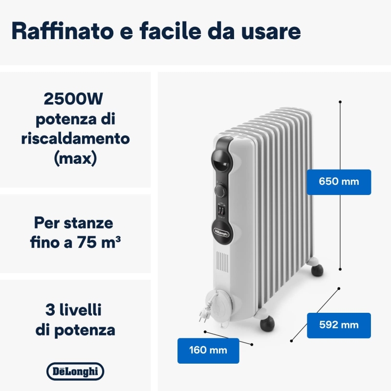 DE LONGHI TRRS1225 RADIATORE AD OLIO 12...