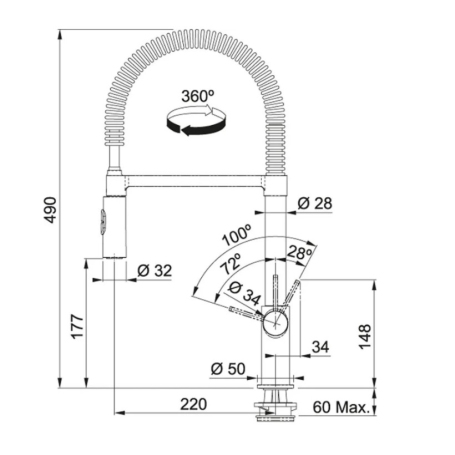 FRANKE 115.0486.993 MISCELATORE MONOCOMANDO CON DOCCETTA CROMATO - 0738248