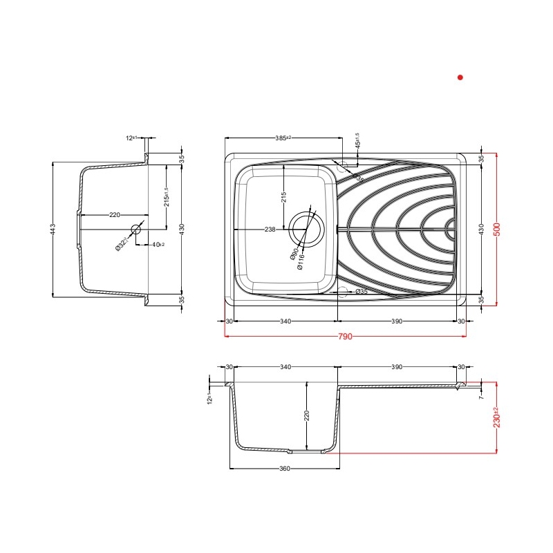 ELLECI LGM30051 LAVELLO 79X50 1 VASCA CON...