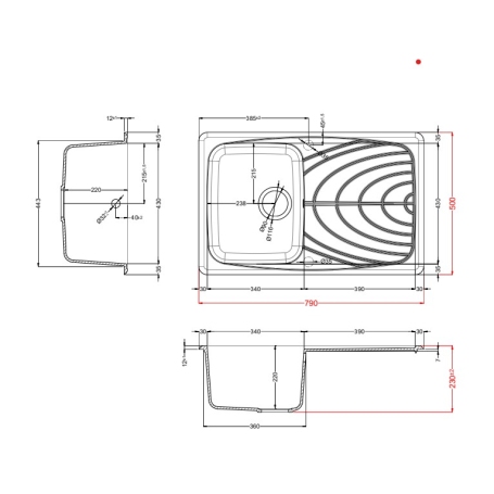 ELLECI LGM30051 LAVELLO 79X50 1 VASCA CON GOCCIOLATOIO REVERSIVBILE AVENA