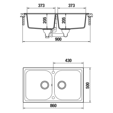 SCHOCK FOMN200A51 LAVELLO DA INCASSO 2 VASCHE 86X50CM IN CRISTALITE PLUS COLORE ANTRACITE - PROMO
