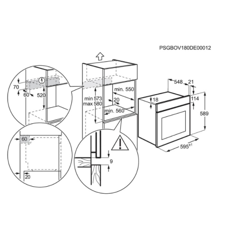 ELECTROLUX EOD3H50TH FORNO DA INCASSO ELETTRICO 72LT CLASSE A NERO