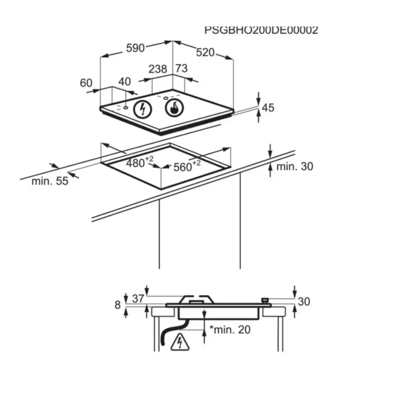 ELECTROLUX EGM6343YAK PIANO COTTURA DA INCASSO...