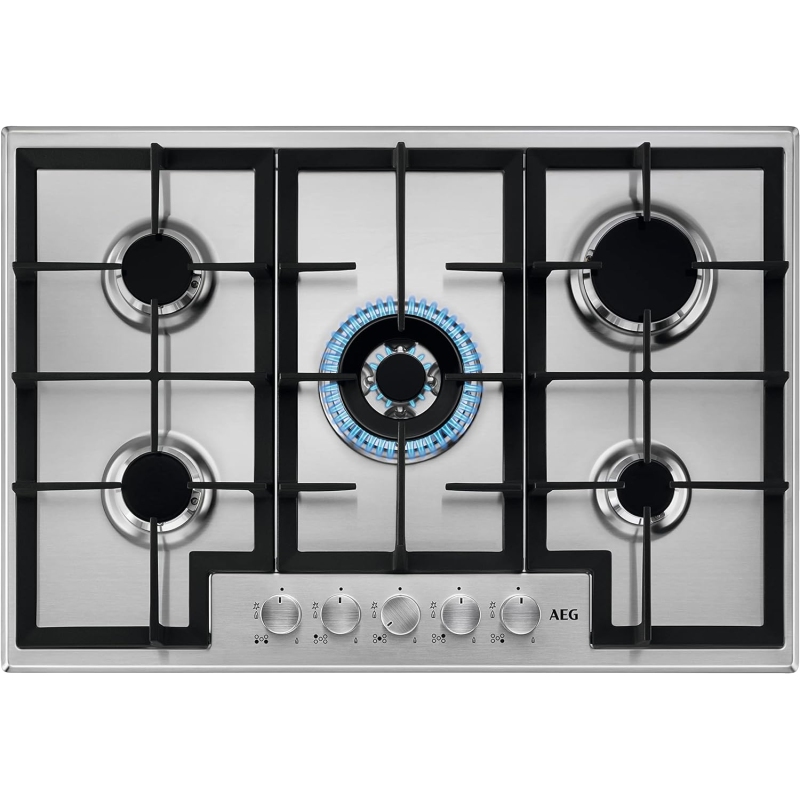 AEG HGB75400SM PIANO COTTURA DA INCASSO A GAS SLIM LINE 75CM 5 ZONE COTTURA COLORE INOX - PROMO