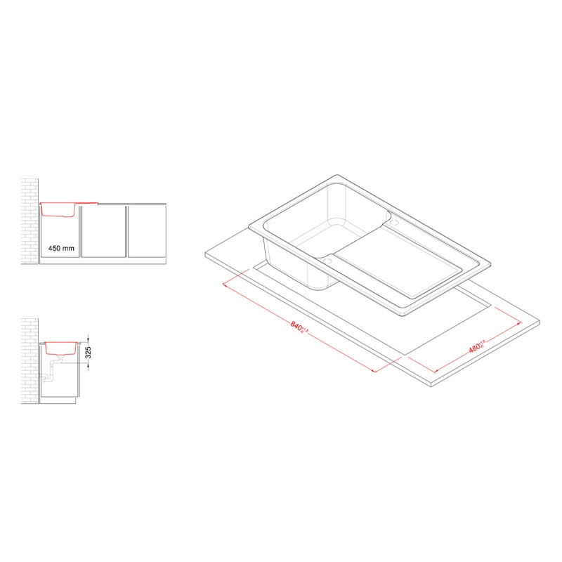 ELLECI LG240051 LAVELLO 86X50 1 VASCA CON...