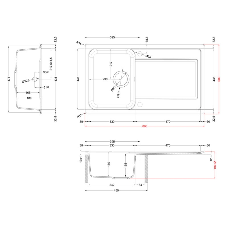 ELLECI LG240051 LAVELLO 86X50 1 VASCA CON...