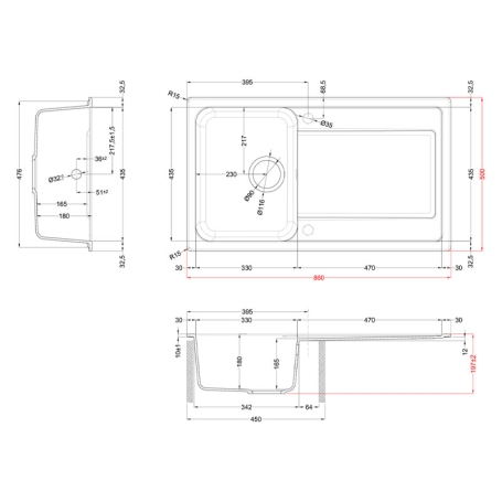 ELLECI LG240051 LAVELLO 86X50 1 VASCA CON GOCCIOLATOIO REVERSIBILE GRANITEK AVENA
