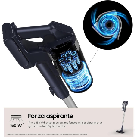 SAMSUNG VS15A60AGR5 SCOPA ELETTRICA JET 65 PET SENZA FILO CAPIENZA 0,8LT SILVER