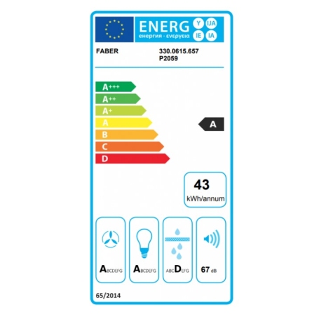 FABER 330.0615.657 GLAM FIT ZERO DRIP BK 80 CAPPA A PARETE 80CM CLASSE A NERA