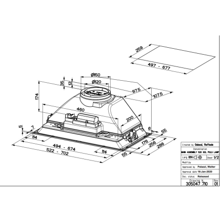FABER INKA SMART C LG A52 CAPPA ASPIRANTE DA INCASSO 335 M³/H COLORE GRIGIO CLASSE C - 305.0599.305