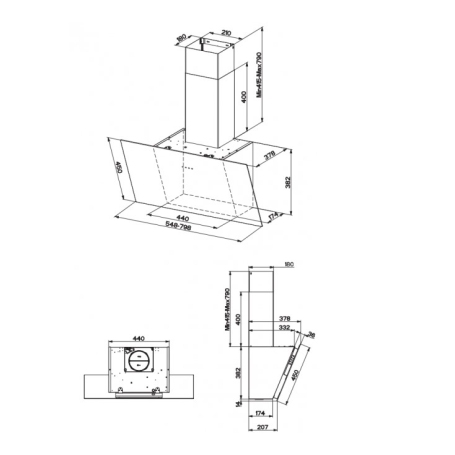FABER 330.0529.666 TWEET EV8 A80 CAPPA A PARETE ASPIRANTE 80CM CLASSE B IN VETRO NERO