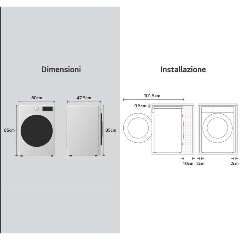 LG F2R3S08NSWB LAVATRICE SLIM 48CM AI-DD 8KG...