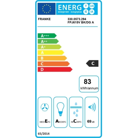 FRANKE 330.0573.294 CAPPA A PARETE 60CM SMART GLASS VETRO NERO - FP J615 V BK/DG - PROMO