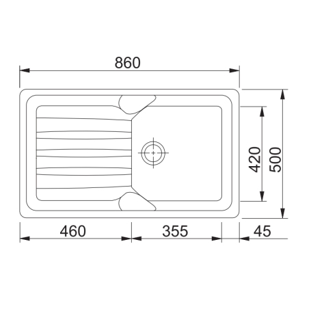 FRANKE 114.0502.976 LAVELLO UNA VASCA CON GOCCIOLATOIO REVERSIBILE 86x50CM COLORE BIANCO