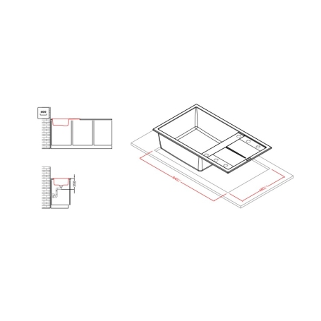 ELLECI LGU41040 LAVELLO 1 VASCA + GOCCIOLATOIO 86X50 CM IN GRANITEK NERO
