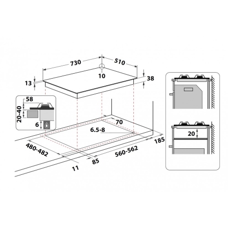 INDESIT TH 752 I AV PIANO COTTURA 75CM 5 FUOCHI GRIGLIE SMALTATE COLORE AVENA - TH752/IAV
