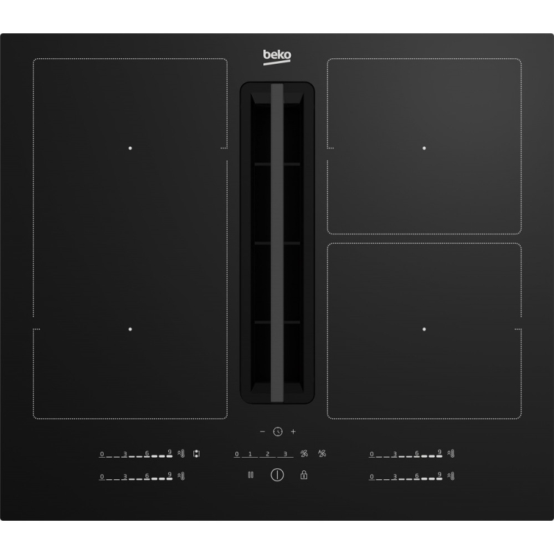 BEKO HIXI 64700 UF PIANO COTTURA A INDUZIONE CON CAPPA INTEGRATA 60CM 4 ZONE COTTURA VETROCERAMICA NERO - HIXI64700UF