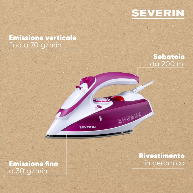 SEVERIN BA3243 FERRO DA STIRO A VAPORE E A...