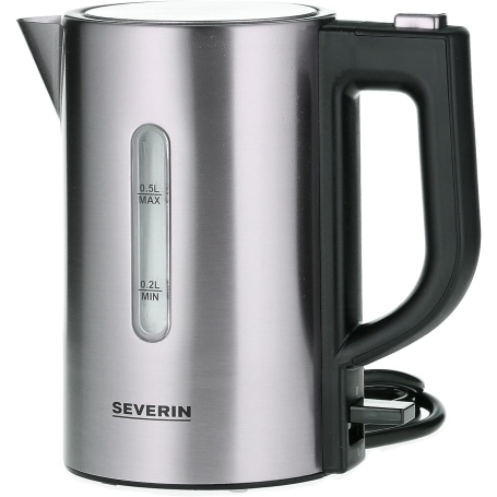 SEVERIN WK3647 SET BOLLITORE DA VIAGGIO CON 2 TAZZE E 2 CUCCHIAI IN PLASTICA COLORE INOX SPAZZOLATO