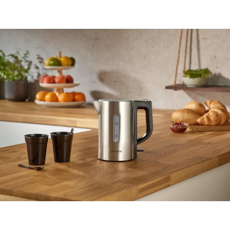 SEVERIN WK3647 SET BOLLITORE DA VIAGGIO CON 2 TAZZE E 2 CUCCHIAI IN PLASTICA COLORE INOX SPAZZOLATO