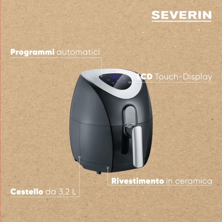 SEVERIN FR2430 FRIGGITRICE AD ARIA 1500 W CAPACITA' 3 LT 6 PROGRAMMI COLORE NERO