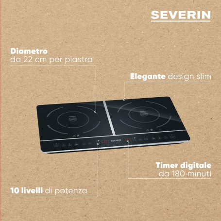 SEVERIN DK1031 PIASTRA A INDUZIONE 2 ZONE DI COTTURA COLORE NERO
