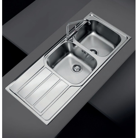 SCHOCK MASTD200DX LAVELLO 2 VASCHE + GOCCIOLATOIO A SINISTRA 116X50 CM INOX SPAZZOLATO