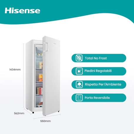 HISENSE FV191N4AW2 CONGELATORE VERTICALE LIBERA INSTALLAZIONE 155LT TOTAL NO FROST CLASSE E COLORE BIANCO