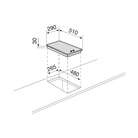 GLEM GAS GT32SA PIANO COTTURA 30CM 2 FUOCHI A GAS COLORE AVENA