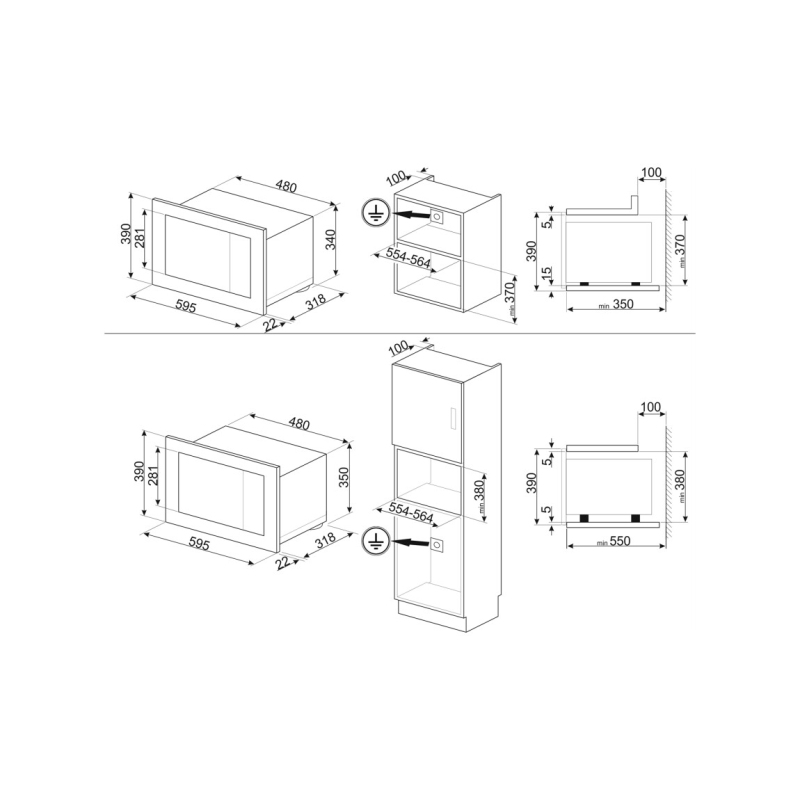 SMEG FMI120B3 FORNO A MICROONDE DA INCASSO 21...