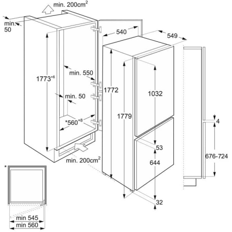 SMEG C4172F FRIGORIFERO COMBINATO DA INCASSO 268 LT STATICO CLASSE F