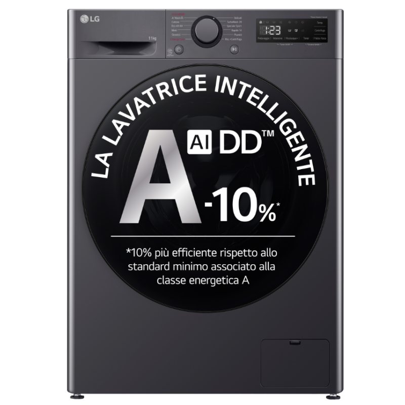 LG F4R5011TSMB LAVATRICE 11KG 1400 GIRI INVERTER AI DD VAPORE CLASSE A NERO - PROMO