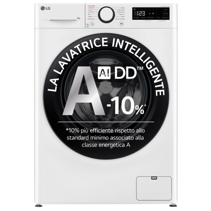 LG F2R3S09NSWB LAVATRICE SLIM 48CM AI-DD 9KG 1200 GIRI VAPORE INVERTER CLASSE A