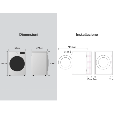 LG F2R7S09TSWC LAVATRICE SLIM 48CM AI-DD 9KG 1200 GIRI VAPORE INVERTER CLASSE A