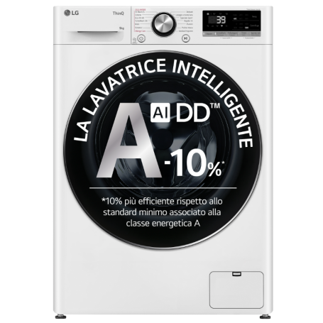 LG F2R7S09TSWC LAVATRICE SLIM 48CM AI-DD 9KG 1200 GIRI VAPORE INVERTER CLASSE A