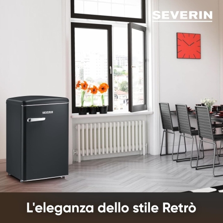 SEVERIN RKS 8832 FRIGORIFERO MONOPORTA LINEA RETRO' 108LT CLASSE D COLORE NERO