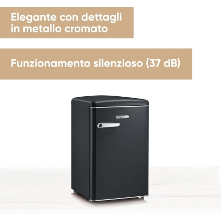 SEVERIN RKS 8832 FRIGORIFERO MONOPORTA LINEA RETRO' 108LT CLASSE D COLORE NERO