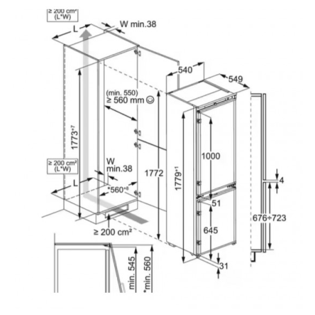 ELECTROLUX LNT6NE18S FRIGORIFERO COMBINATO DA INCASSO LOW FROST 257LT CLASSE E