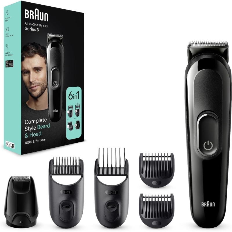 BRAUN SERIES 3 MGK3410 REGOLABARBA RICARICABILE 13 LIVELLI DI TAGLIO LAVABILE