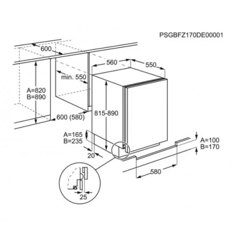 ELECTROLUX KSB2AE82S FRIGORIFERO MONOPORTA DA INCASSO 107 LT NO FROST CLASSE E